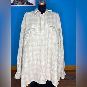 Vtg Levis Dry Goods Flannel Shirt Jacket Mens XL Cotton Plaid Work Chore Shacket
